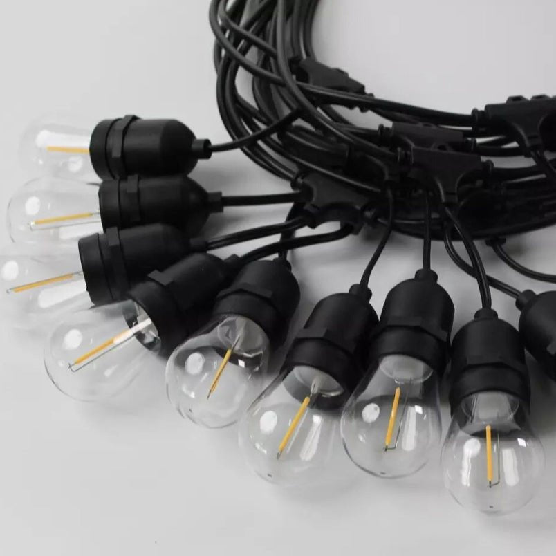 Vintage Outdoor 48ft Waterproof LED Light String with S14 Bulbs and 15 Socket Holder - Mumzar.com