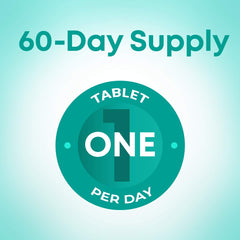 Vitabalans 60 day supply badge showing one tablet per day for iron bisglycinate supplement UAE