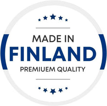 Made in Finland premium quality badge with blue text and stars