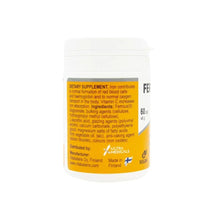 Ferrodan Fe2+ 100 mg supplement bottle back panel with ingredients list