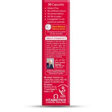 Iron supplement capsules box back panel with Slow Release and Gluten Free claims