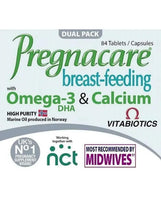 Breast-feeding multivitamin dual pack label with awards and Vitabiotics branding