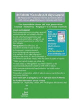 Breast-feeding multivitamin dual pack supplement notes with storage and allergy info