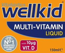 Multi-vitamin liquid syrup label, 10µg Vit. D, 150 ml