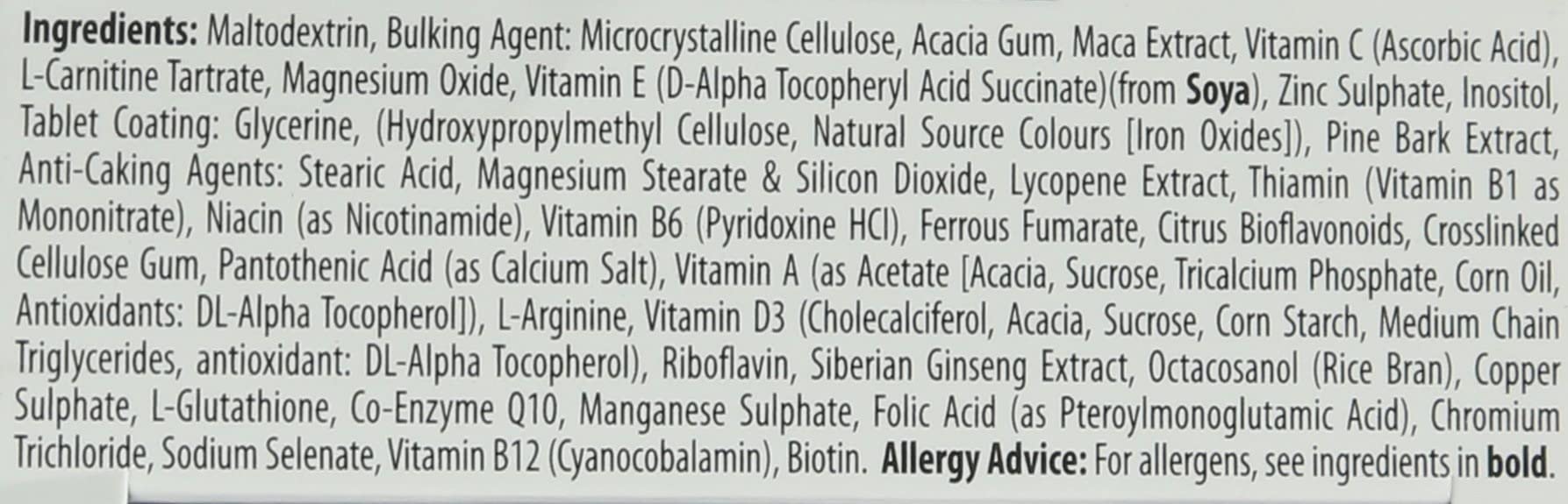 Wellman Conception Tablets for Men ingredients label by Vitabiotics showing list of vitamins and minerals