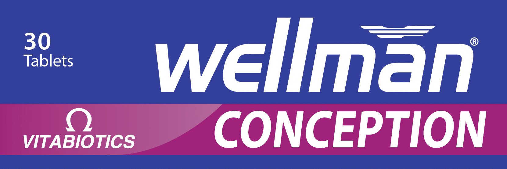 Wellman Conception Tablets for Men box 30 tablets by Vitabiotics blue and pink packaging