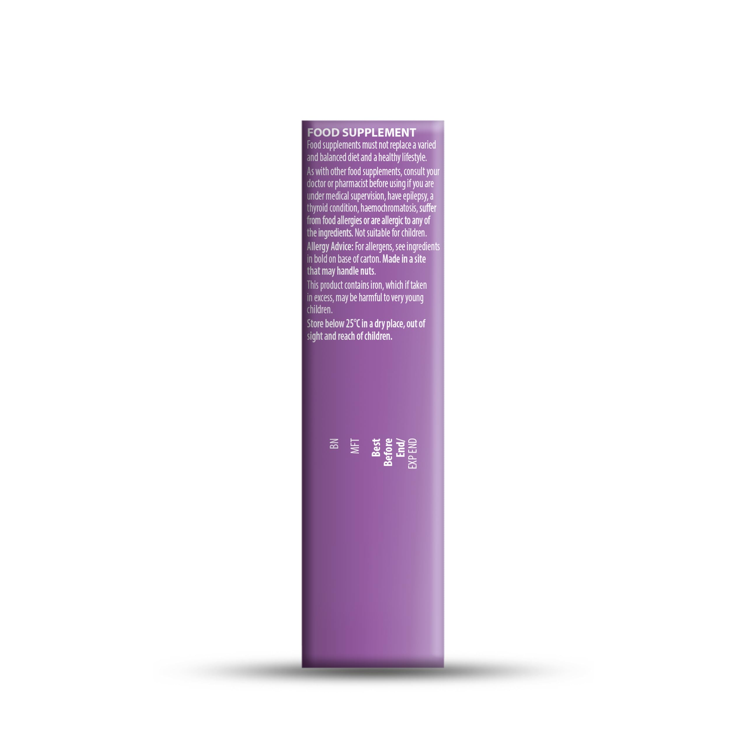 wellteen vitabiotics her 30 tablets purple supplement box side view showing food supplement label and usage info