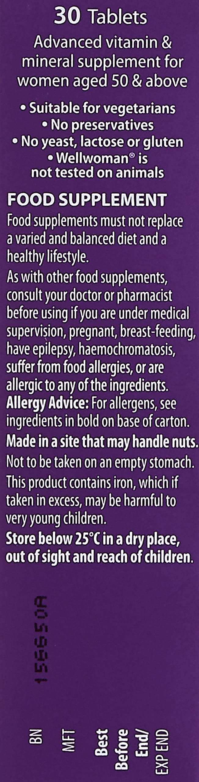 Wellwoman 50 plus vitamins 30 tablets advanced vitamin and mineral supplement for women aged 50 and above