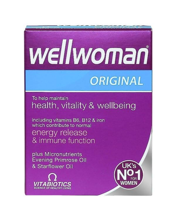 Vitabiotics Wellwoman Original vitamins purple box showing multivitamin formula for women health and vitality