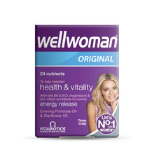 Vitabiotics Wellwoman Original capsule box, purple and blue, 30 capsules
