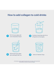 Instructions for adding collagen peptides powder unflavored to cold drinks for easy mixing