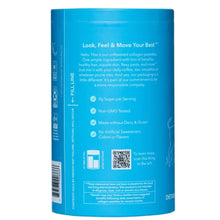 Collagen peptides supplement pouch back with icons and dietary claims