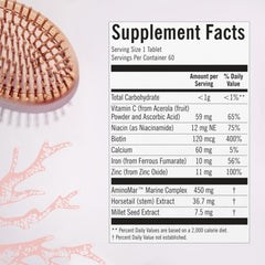 Supplement facts label for Viviscal with hairbrush and ingredients list Viviscal hair growth supplement for women