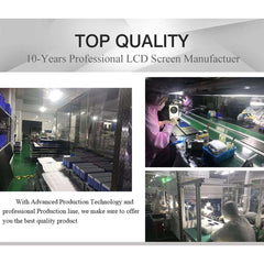 Mumzar factory production line with technicians assembling iPhone SE 2016 screen replacement LCD panels