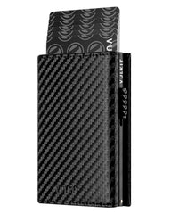 VULKIT RFID blocking credit card holder in black carbon fiber design with multiple card slots