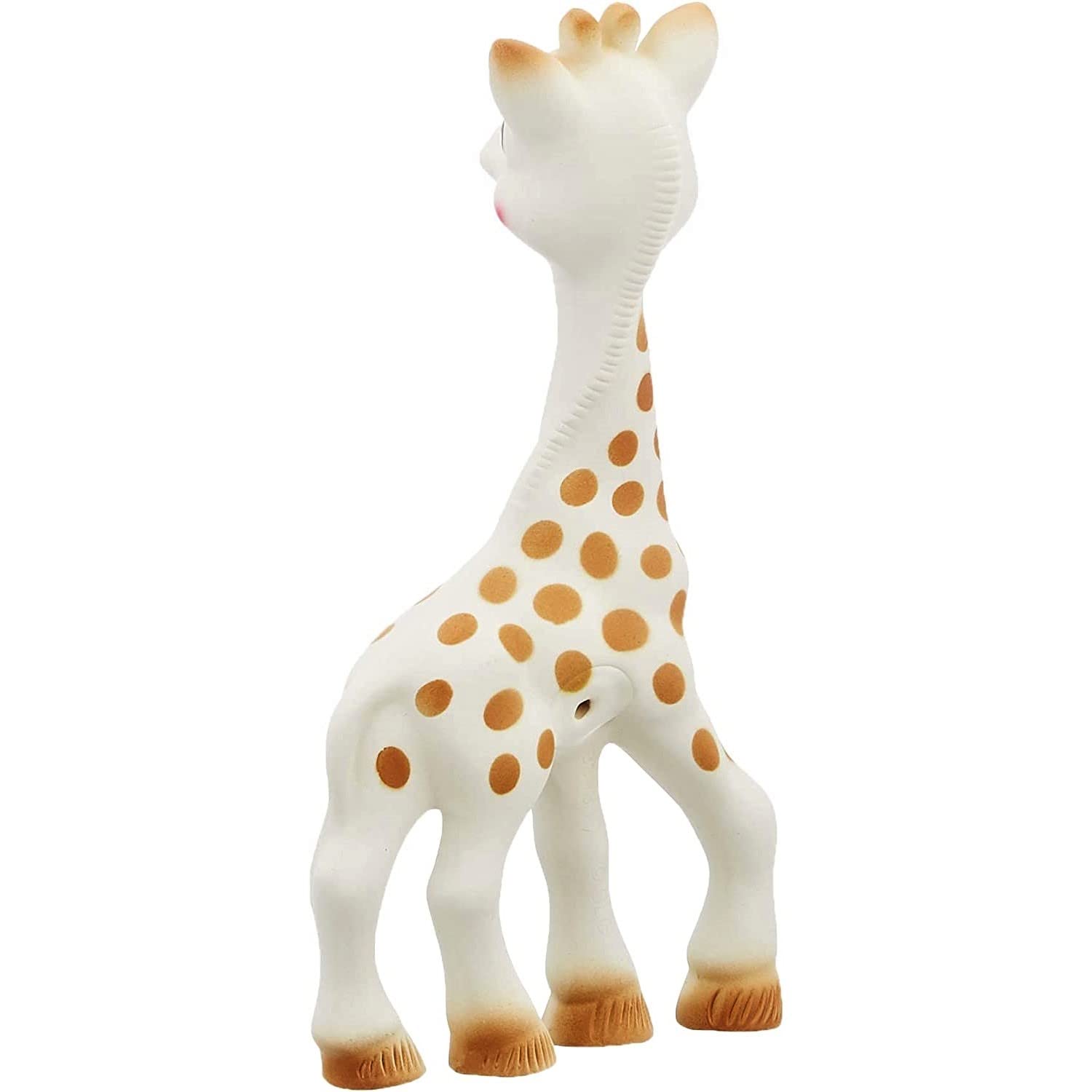 Sophie La Girafe teether UAE natural rubber giraffe baby teething toy white with brown spots standing