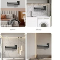Huitich black wall mounted clothes hanger installed in bedroom, balcony, bathroom, and living room