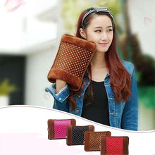 Hot water heating pouch, brown dotted fabric cover