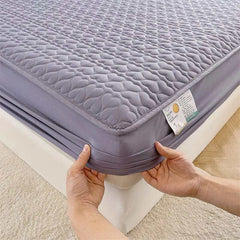 Huitich waterproof bedding topper king size fitted bedding topper set in gray with quilted surface