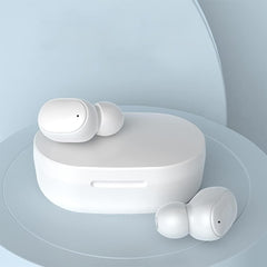Huitich waterproof Bluetooth earbuds with LED display in white with compact charging case