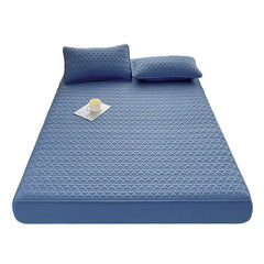 Waterproof Fitted Bedding Topper Set - King Size (180 x 200 cm) - Blue Protect Your Mattress and Pillows Includes 2 Pillowcases - Mumzar.com