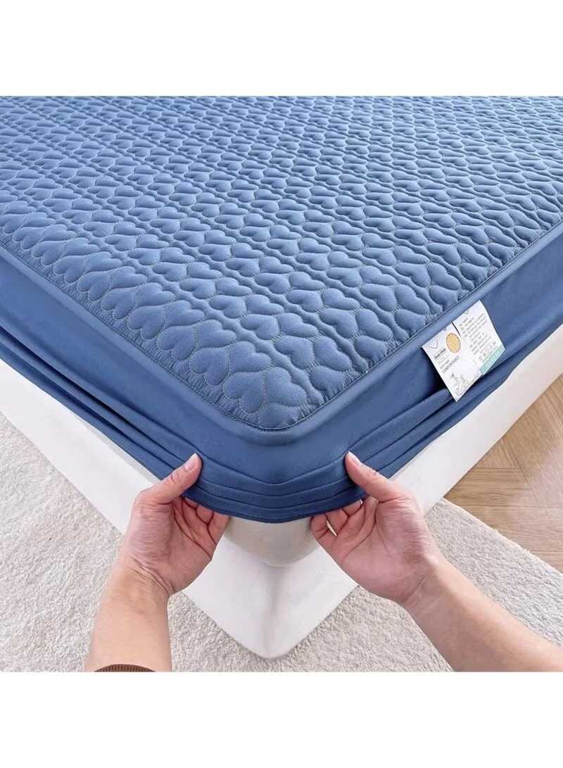 Waterproof Fitted Bedding Topper Set - King Size (180 x 200 cm) - Blue Protect Your Mattress and Pillows Includes 2 Pillowcases - Mumzar.com