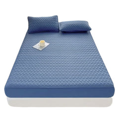 Huitich waterproof king size bedding topper in blue with matching pillows and quilted texture