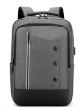 Dark grey waterproof travel backpack bag with large front zip pocket and top handle