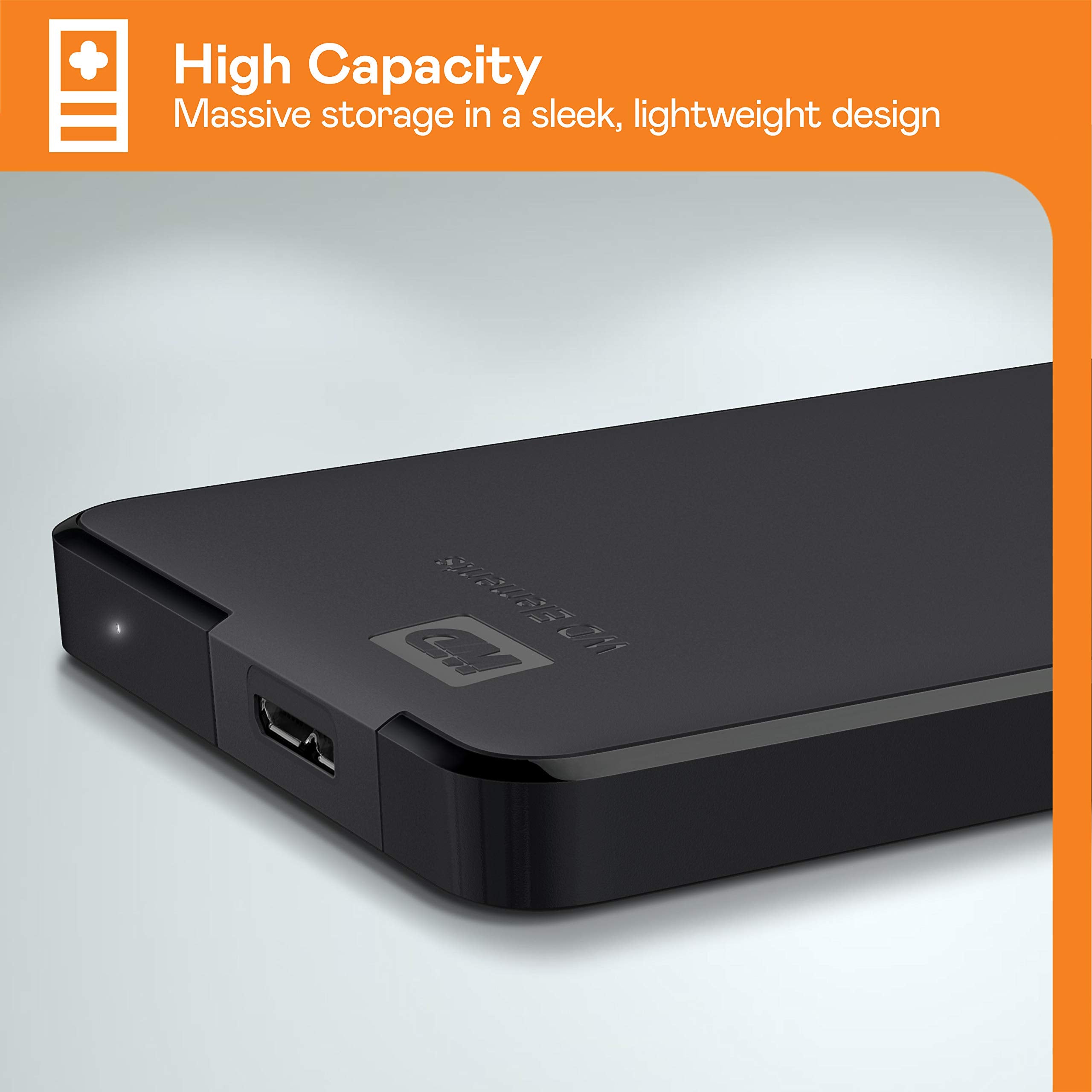 Western Digital black external hard drive reliable backup storage device with high capacity sleek design