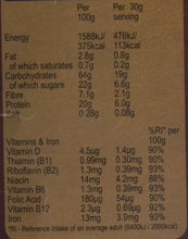 Weetabix Protein Crunch chocolate nutrition table with energy, fat, fibre and protein