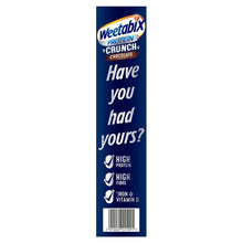 Weetabix Protein Crunch chocolate cereal box side panel with slogans