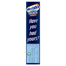 Weetabix Protein Crunch chocolate cereal box back panel with text
