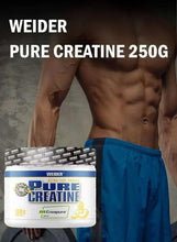 Creatine powder tub with Pure Creatine 250 g label and Creapure badge