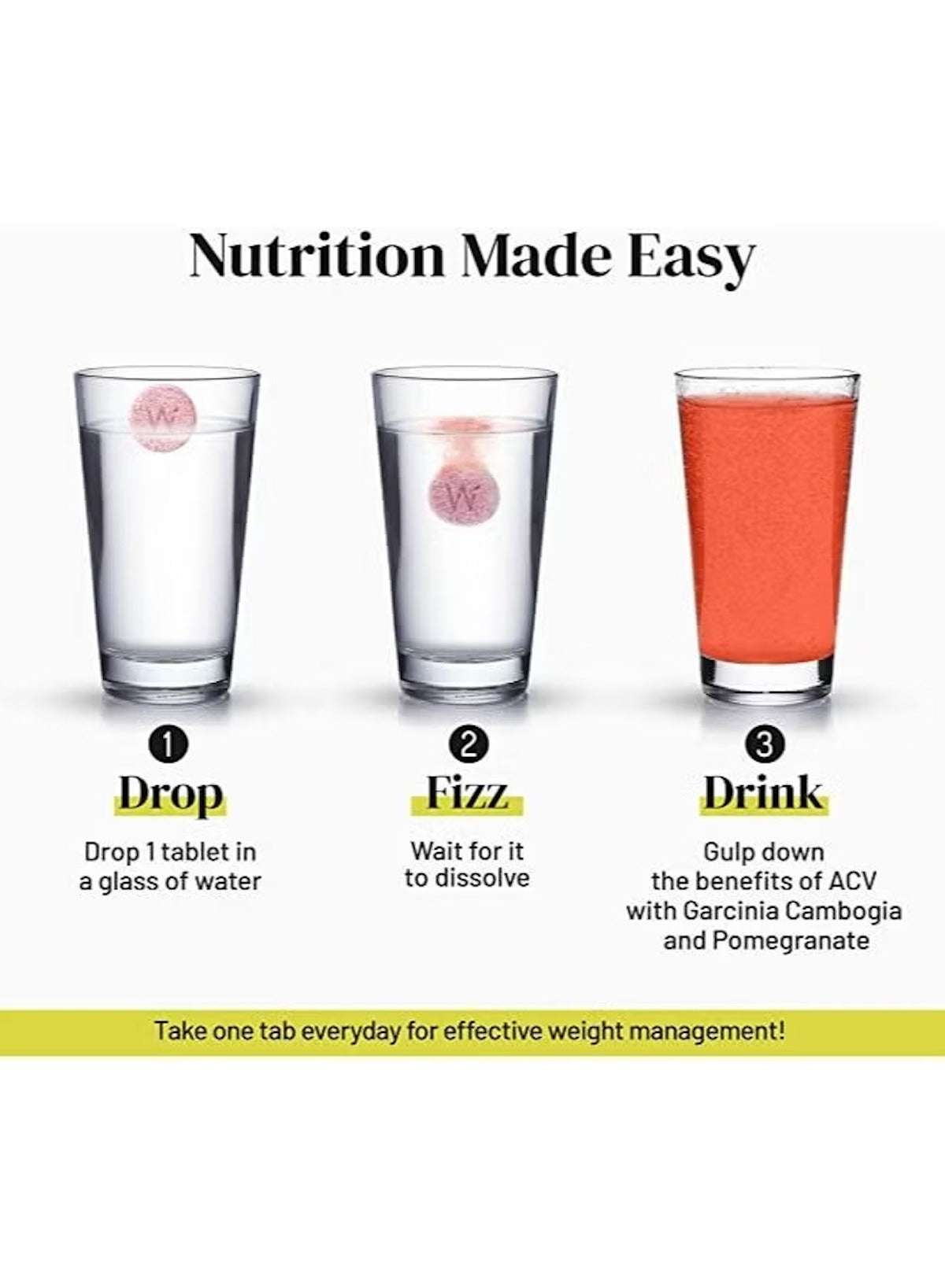 WELLBEING NUTRITION apple cider vinegar effervescent tablets dissolving in water for easy consumption