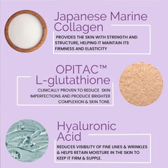Wellbeing Nutrition image of Japanese marine collagen L glutathione hyaluronic acid trio collagen builder supplement UAE