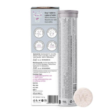 Collagen supplement bottle with back label, dosage text, and barcode