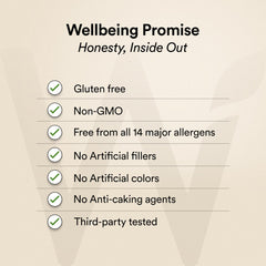 Wellbeing Nutrition Korean marine collagen peptides supplement label showing gluten free non GMO and third party tested