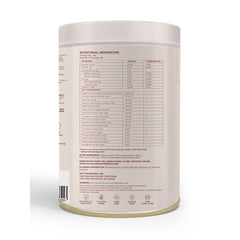 Wellbeing Nutrition organic daily fiber powder in beige tub showing nutrition facts and ingredients label