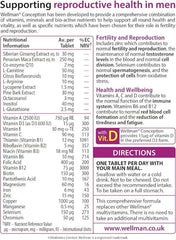 Wellman Conception tablets for men with vitamins and nutrients for reproductive health support