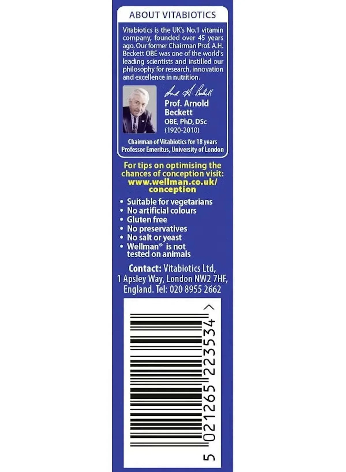 Vitabiotics Wellman Conception tablets for men with essential nutrients for reproductive health