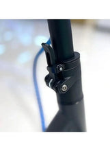 Electric scooter frame clamp and cable near the handlebar post
