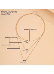 Gold 3-Layer Charm Necklace – Drop, Star & Heart Design