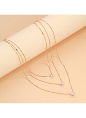 Gold 3-Layer Charm Necklace – Drop, Star & Heart Design