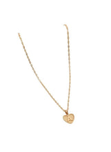 Gold letter A heart pendant necklace with thin chain, small heart charm at center