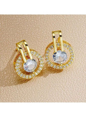 Gold Colour Crystal Circle Pendant Necklace & Earring Set