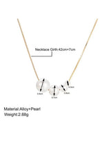 Gold tone pearl cluster pendant necklace, 42cm+7cm length, white round pearls