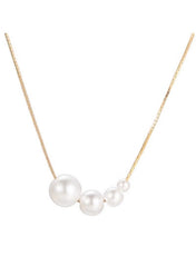 Minimalist Pearl Cluster Pendant Necklace – Gold Tone