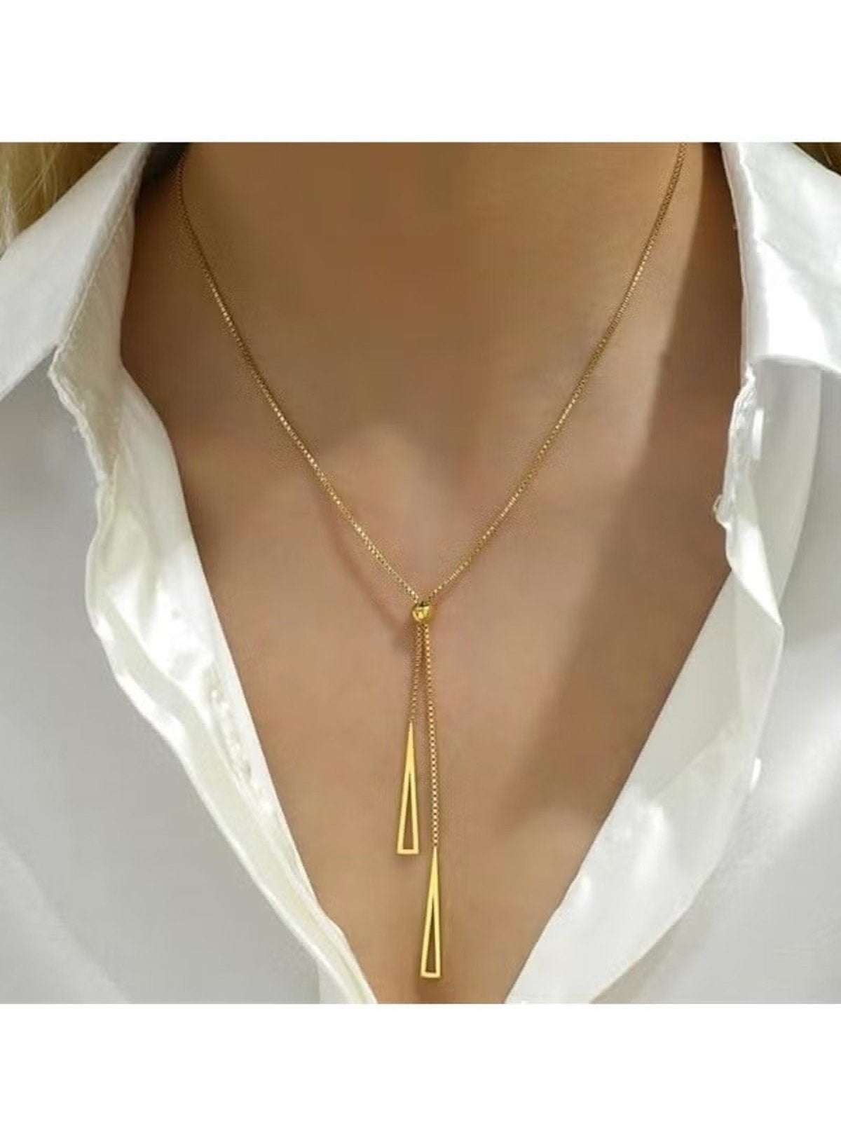 Minimalist Geometric Triangle Pendant Necklace
