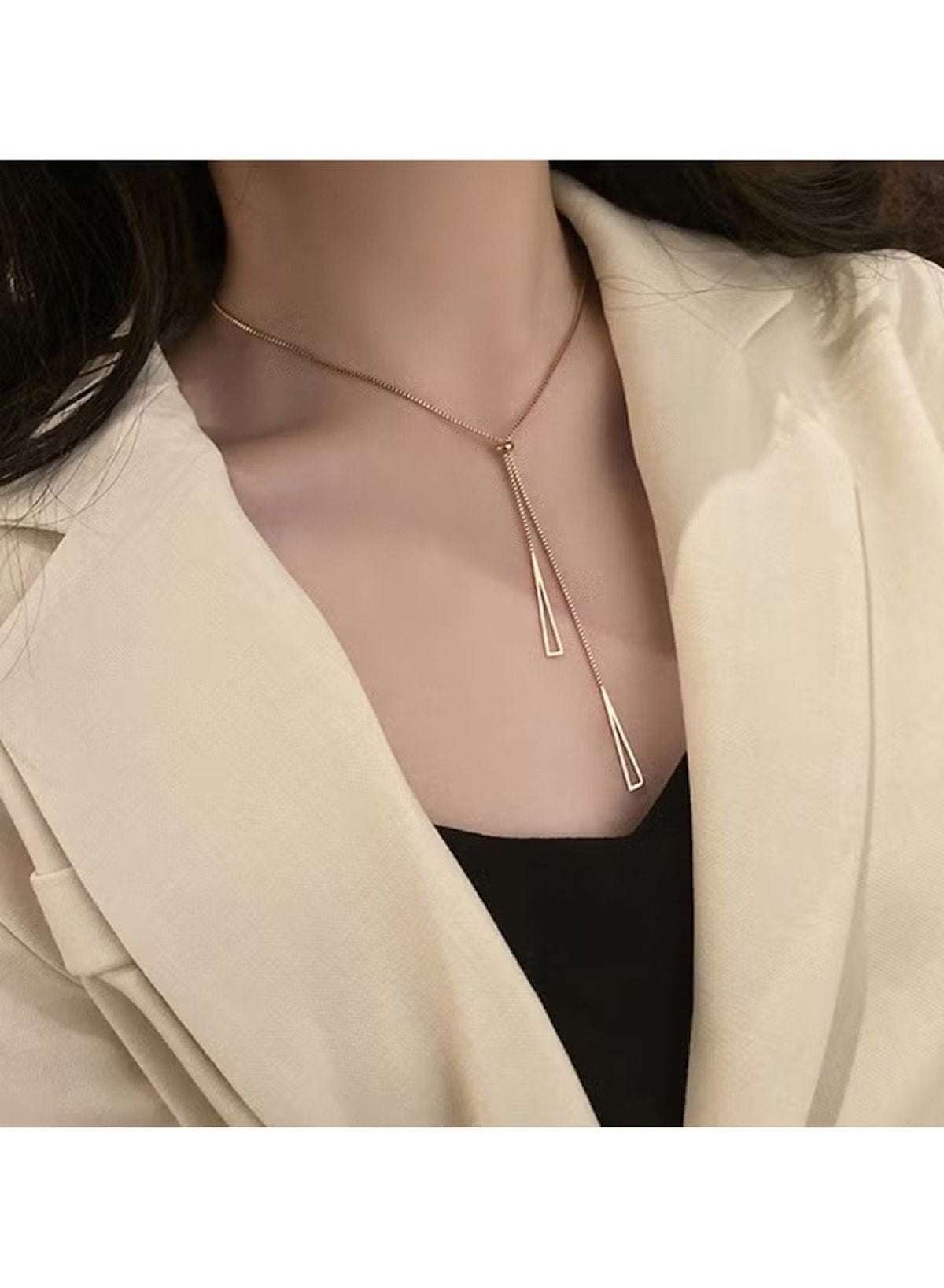 Minimalist Geometric Triangle Pendant Necklace