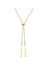 Gold-tone triangle pendant tassel necklace with long dangling geometric drops